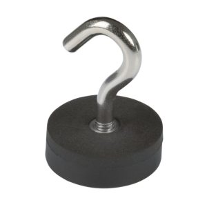 Suki Topfmagnet Neodym mit Schraubhaken M5 Ø 28 x 38 mm, gummiert, silber-schwarz Suki Topfmagnet Neodym mit Schraubhaken M5 Ø 28 x 38 mm, gummiert, silber-schwarz