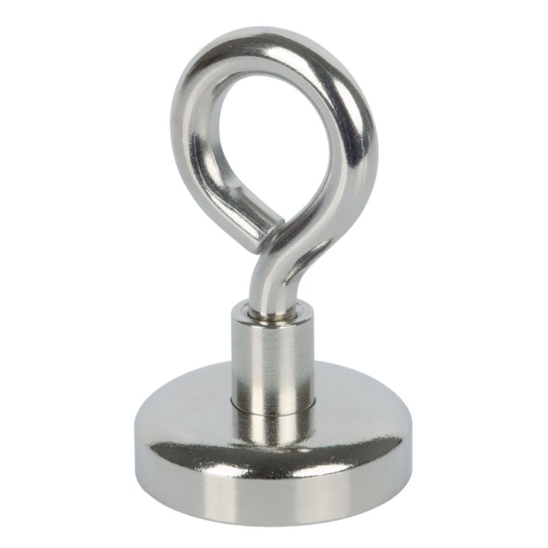 Suki Topfmagnet Neodym mit Öse Ø 25 x 42 mm, Gewindebuchse M5, silber