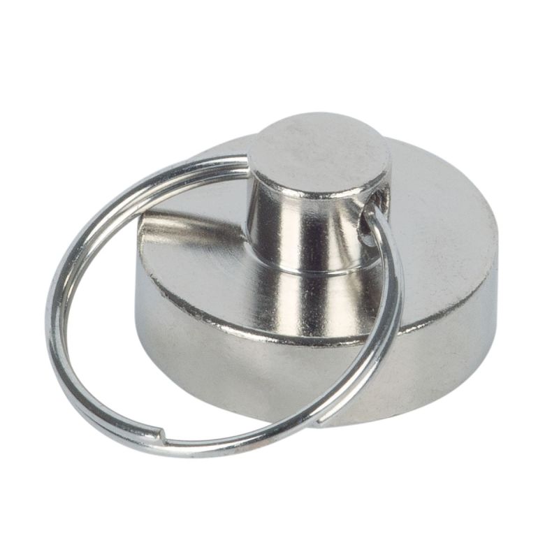 Suki Topfmagnet Neodym Ø 20 mm, mit Schlüsselring Ø 20 mm, silber