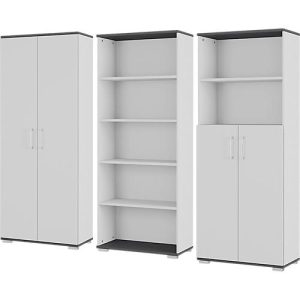 3-tlg. Büromöbelset Profi 2.0, 2 Aktenschränke und 1 Aktenregal, jeweils B 800 x T 400 x H 2000 mm, lichtgrau/graphit 3-tlg. Büromöbelset Profi 2.0, 2 Aktenschränke und 1 Aktenregal, jeweils B 800 x T 400 x H 2000 mm, lichtgrau/graphit