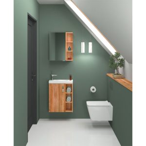 Valblue Gäste-Waschplatz SET Karo Wotan Eiche best. aus WBU, MG-Becken, Spiegelschrank B50cm Valblue Gäste-Waschplatz SET Karo Wotan Eiche best. aus WBU, MG-Becken, Spiegelschrank B50cm