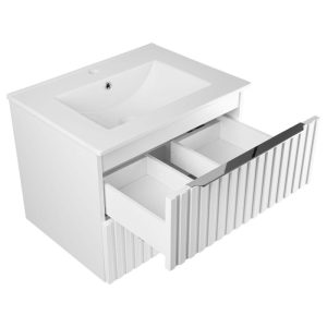 Waschtisch Amy, 60cm, Farbe: Matt-Weiss, mit 2 Schubladen und Soft-Close-Funktion Waschtisch Amy, 60cm, Farbe: Matt-Weiss, mit 2 Schubladen und Soft-Close-Funktion