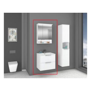 Badmöbel-Set „Amy 60“, 60cm, weiss, Soft-Close, LED-Beleuchtung, ohne Hochschrank Badmöbel-Set „Amy 60“, 60cm, weiss, Soft-Close, LED-Beleuchtung, ohne Hochschrank
