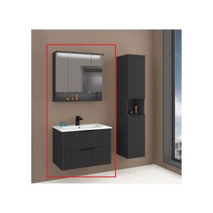 Badmöbel-Set „Amy 80“, 80cm, schwarz, Soft-Close, LED-Beleuchtung, ohne Hochschrank Badmöbel-Set „Amy 80“, 80cm, schwarz, Soft-Close, LED-Beleuchtung, ohne Hochschrank