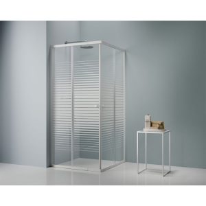 Variabler Eckeinstieg, Farbe: Weiss, m. Streifen, 75-90×75-90cm Variabler Eckeinstieg, Farbe: Weiss, m. Streifen, 75-90×75-90cm