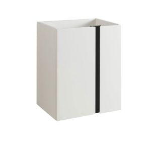 BADMOBIL Waschtischunterschrank LINUS 49 x 63 x 34,5 cm 2 Türen grifflos weiß mit schwarzer Dekorleiste BADMOBIL Waschtischunterschrank LINUS 49 x 63 x 34,5 cm 2 Türen grifflos weiß mit schwarzer Dekorleiste