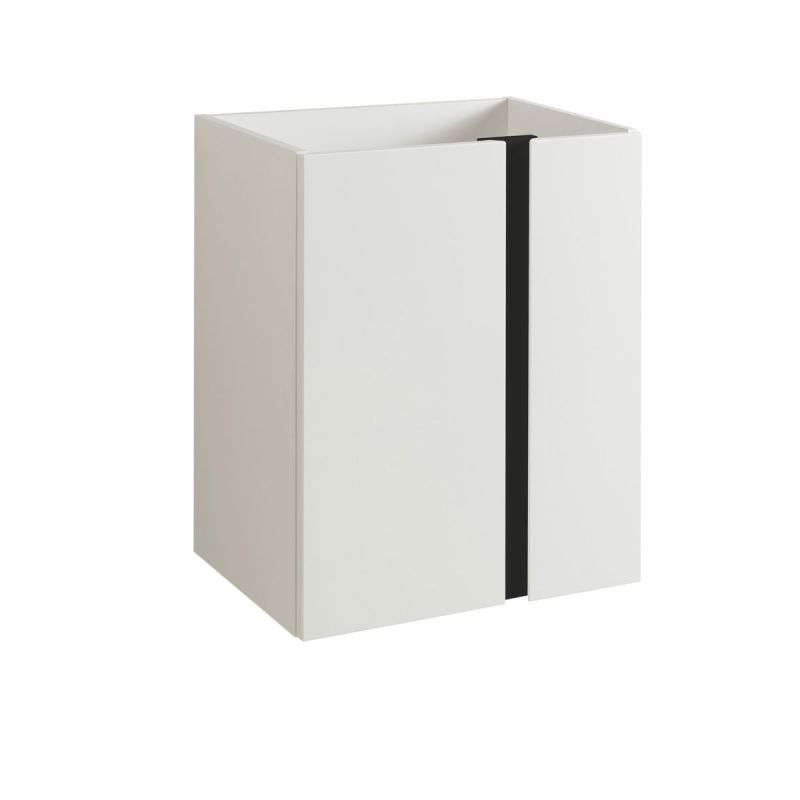 BADMOBIL Waschtischunterschrank LINUS 49 x 63 x 34,5 cm 2 Türen grifflos weiß mit schwarzer Dekorleiste