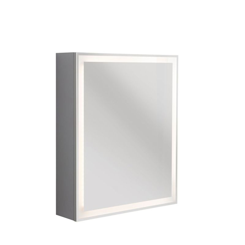 BADMOBIL Spiegelschrank FOTON 52 x 63 x 14 cm Tür rechts mit LED verdeckter Sensorschalter hellgrau