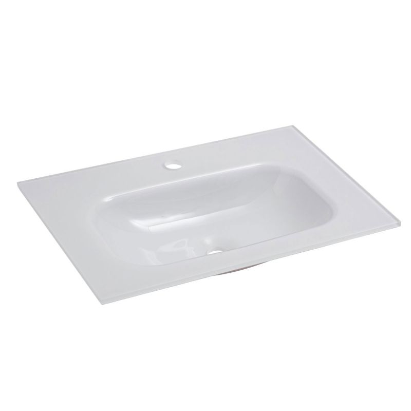 BADMOBIL Glaswaschtisch 60 x 15 x 43 cm ohne Überlauf weiß