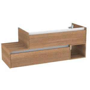 Fackelmann Waschtisch-Unterschrank VITA 1285 x 500 x 460 mm 2 Schubladen, 1 offenes Fach Summer-Oak-Optik Fackelmann Waschtisch-Unterschrank VITA 1285 x 500 x 460 mm 2 Schubladen, 1 offenes Fach Summer-Oak-Optik