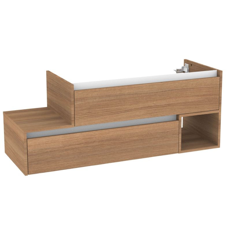Fackelmann Waschtisch-Unterschrank VITA 1285 x 500 x 460 mm 2 Schubladen, 1 offenes Fach Summer-Oak-Optik