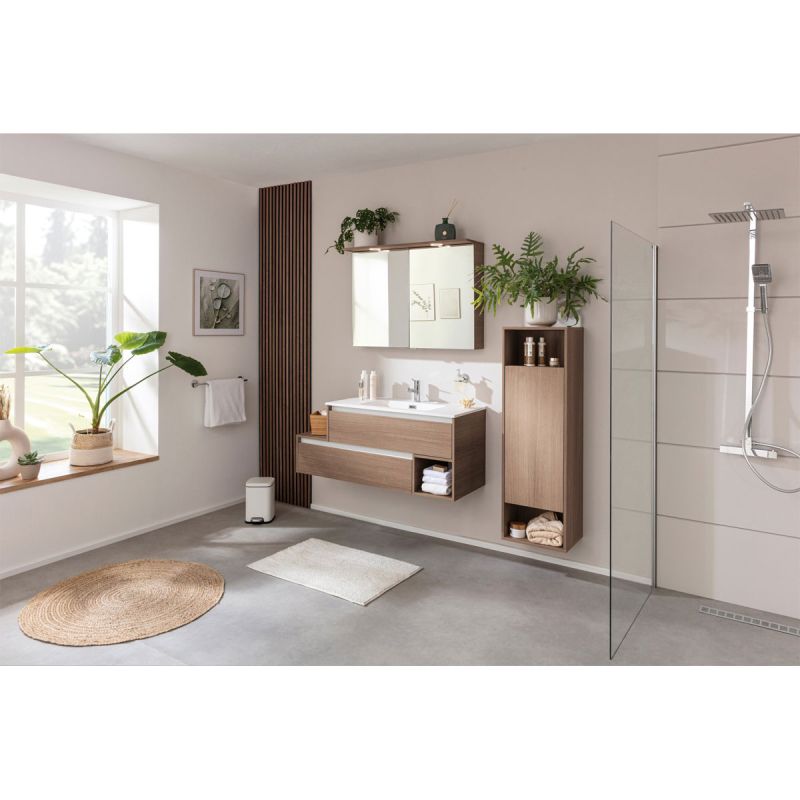 Fackelmann Set Badmoebel-Set Vita 120cm Breite bestSPS WBU+Gussmarmor-WT SummerOak grifflos