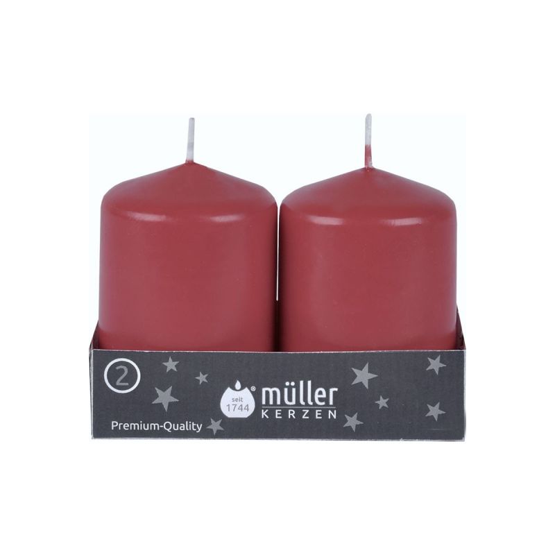 Müller Kerzenfabrik Stumpenkerze weinrot 80/55mm 2er