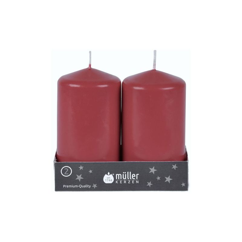 Müller Kerzenfabrik Stumpenkerze 2er weinrot 120/65mm