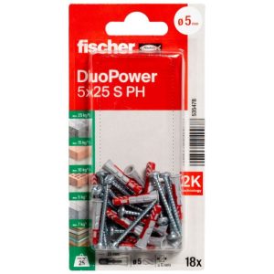Fischer Dübel DuoPower 5×25 S PH K (18) Fischer Dübel DuoPower 5×25 S PH K (18)