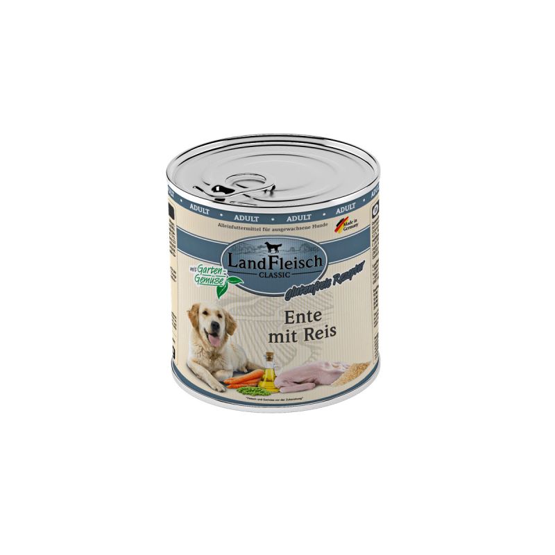 Hundenassfutter Landfleisch Ente mit Reis 800 g
