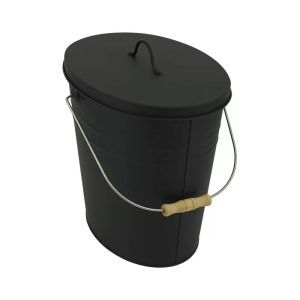 Valo Ascheeimer oval mit Deckel, 15l, Schwarz Valo Ascheeimer oval mit Deckel, 15l, Schwarz