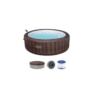 Bestway LAY-Z-SPA® Energiespar-Whirlpool Bali AirJet™ mit App-Steuerung, Ø 216 x 71 cm, Rattan-Optik