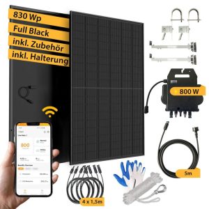VALE Balkonkraftwerk 800 Watt Full Black mit Halterung – 830 Wp APsystems Wechselrichter VALE Balkonkraftwerk 800 Watt Full Black mit Halterung – 830 Wp APsystems Wechselrichter
