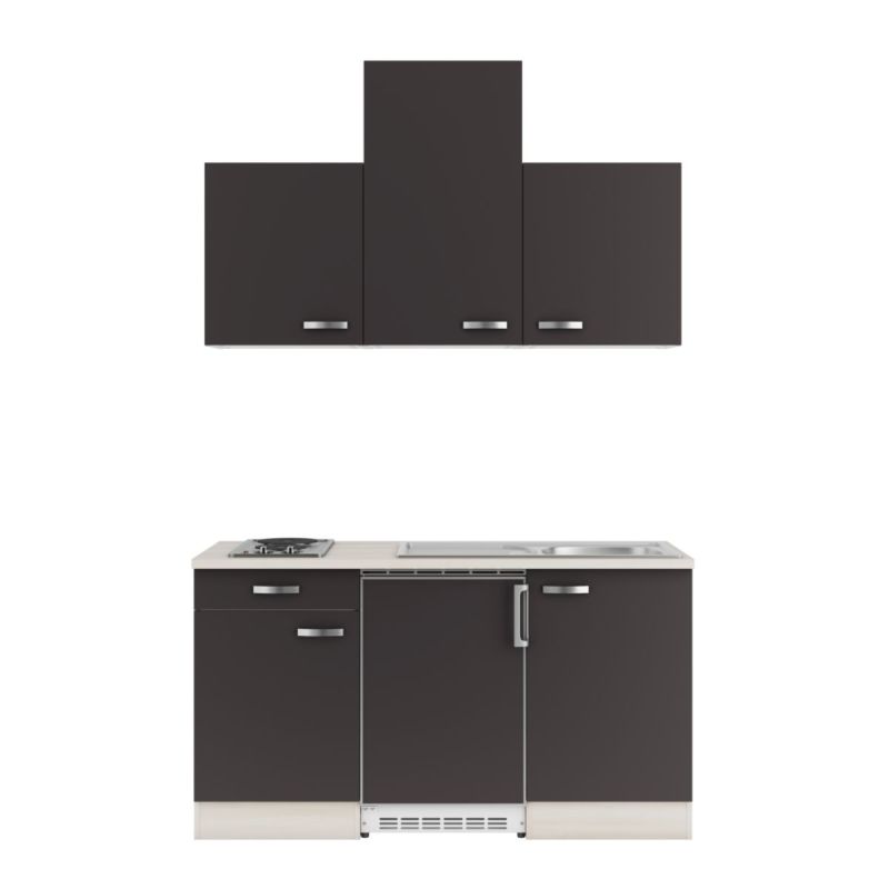 optifit Miniküche Faro220 150 x 226,8 x 60 cm Anthrazit Wildeiche Nachbildung