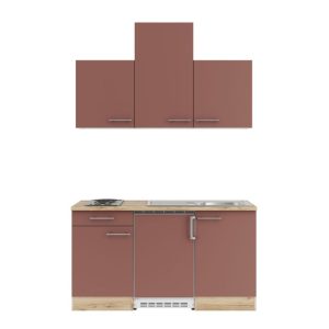 optifit Miniküche Bari407 150 x 226,8 x 60 cm Rostrot Wildeiche Nachbildung optifit Miniküche Bari407 150 x 226,8 x 60 cm Rostrot Wildeiche Nachbildung