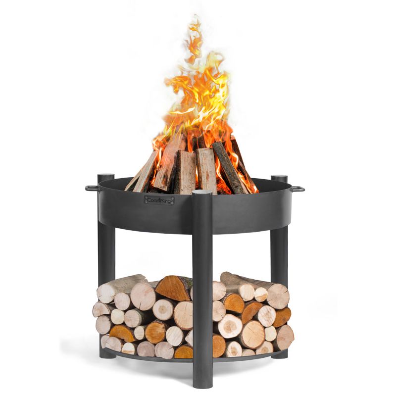 CookKing Feuerschale Montana 80 hoch inkl. Holzlager 88x80cm Schwarz