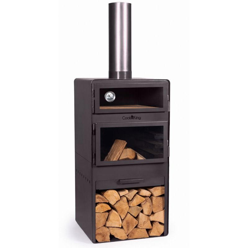 CookKing Terrassenofen Vento Plus inkl. Pizzaofen 50x50x150cm Schwarz