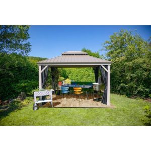 Sojag Pavillon Messina 1012 inkl. Moskitonetz 298x363x291,5cm Champagner