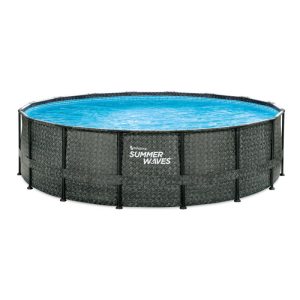 Summer Waves Elite Frame Pool 488x488x122cm Rattan Grau