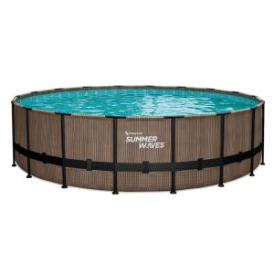 Summer Waves Elite Frame Pool 549x549x132cm Teak Optik