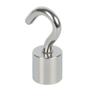 Topfmagnet Neodym mit Schraubhaken M5 Ø 15 x 38 mm, silber Topfmagnet Neodym mit Schraubhaken M5 Ø 15 x 38 mm, silber