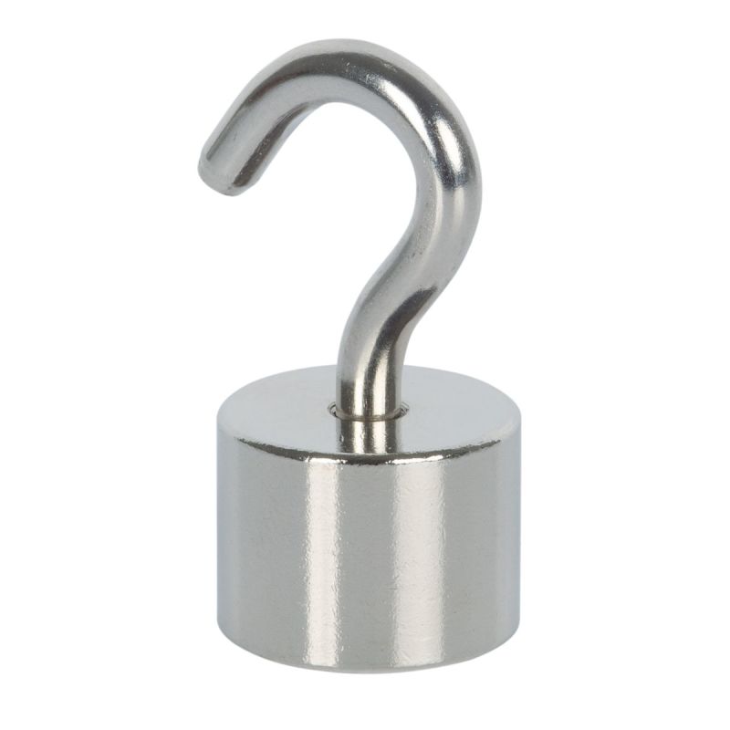 Suki Topfmagnet Neodym mit Schraubhaken M5 Ø 20 x 41 mm, silber