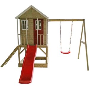 Wendi Toys Spielhaus Alpaka inkl. Sandkasten, Rutsche und Schaukel 290x350x242 cm Wendi Toys Spielhaus Alpaka inkl. Sandkasten, Rutsche und Schaukel 290x350x242 cm
