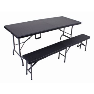 Garden Pleasure Tisch-Set VENTANA, 3-teilig Stahl / Kunststoff HDPE, schwarz