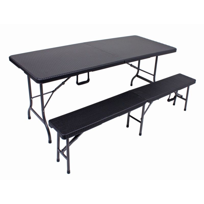 Garden Pleasure Tisch-Set VENTANA, 3-teilig Stahl / Kunststoff HDPE, schwarz