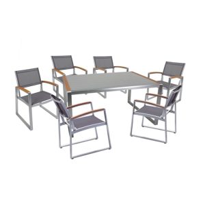 Garden Pleasure Tischgruppe AVA 7-tlg. Aluminium, Nonwood, Kunststoffgewebe