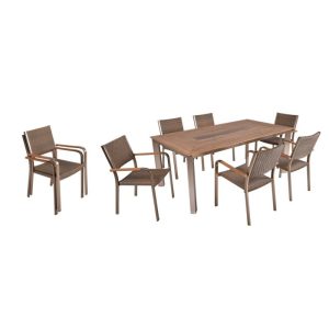 Garden Pleasure Tischgruppe FLORENCE, 9tlg. Aluminium, Nonwood, Kunststoffgefleht