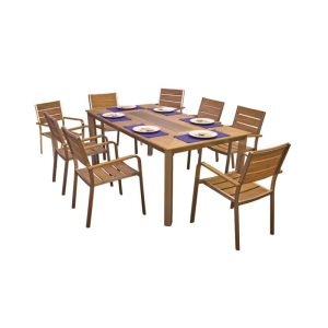 Garden Pleasure Tischgruppe FLORENCE, 9tlg. Aluminium, Polystyrol, Nonwood