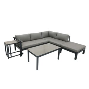 Garden Pleasure Lounge-Eckgruppe MIRANDA, 5-tlg. Alu / Olefin / Nonwood, grau Garden Pleasure Lounge-Eckgruppe MIRANDA, 5-tlg. Alu / Olefin / Nonwood, grau