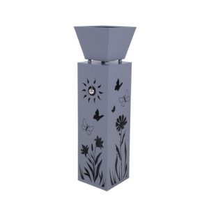 Garden Pleasure Pflanzsäule mit Blumenmotiv NOVELLA Eisen, grau, Garden Pleasure Pflanzsäule mit Blumenmotiv NOVELLA Eisen, grau,