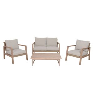 Garden Pleasure Lounge-Set SAN MATEO, 4-teilig, Eukalyptus,Geflecht,Polyester100% Garden Pleasure Lounge-Set SAN MATEO, 4-teilig, Eukalyptus,Geflecht,Polyester100%