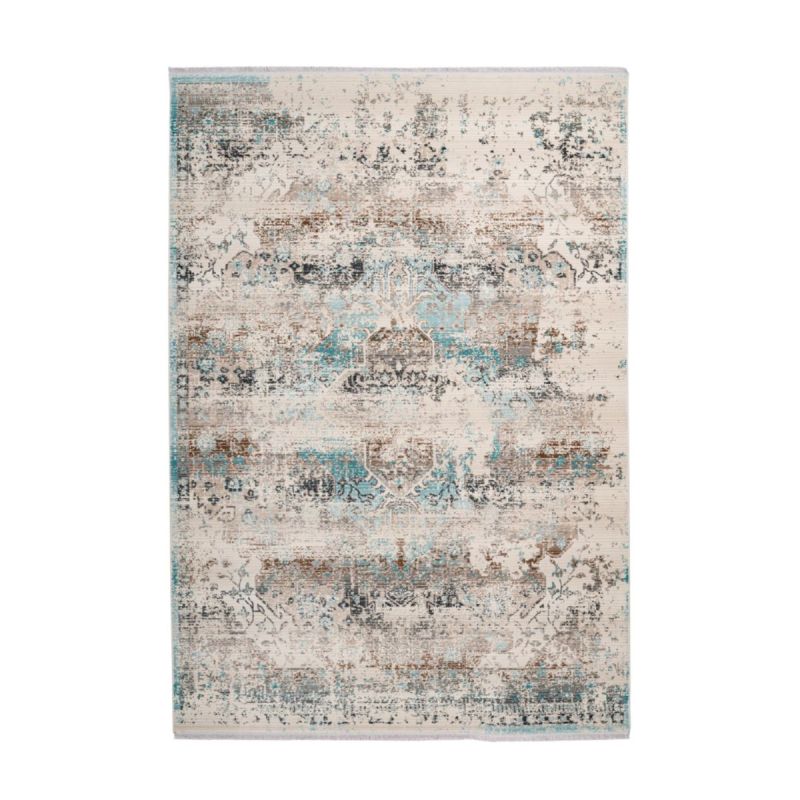 Anouk 325 Taupe / Türkis 80cm x 150cm
