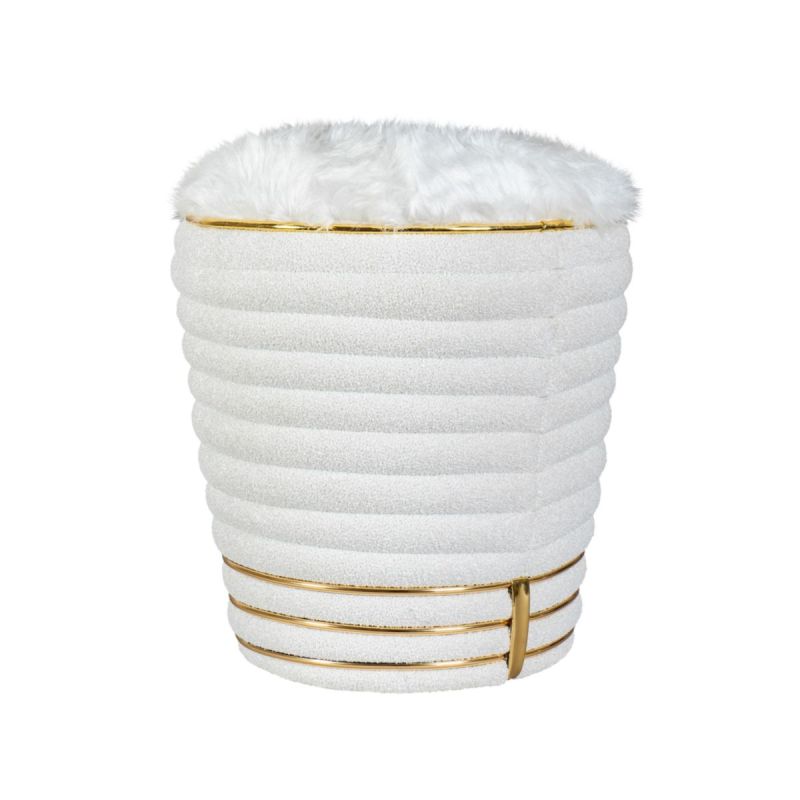 Kayoom Hocker Doric 335 Weiß / Gold