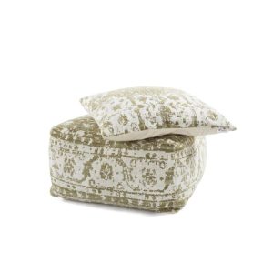 Pouf und Kissen Set Hocker Paramount 210 creme Oliv 80x80cm Pouf und Kissen Set Hocker Paramount 210 creme Oliv 80x80cm