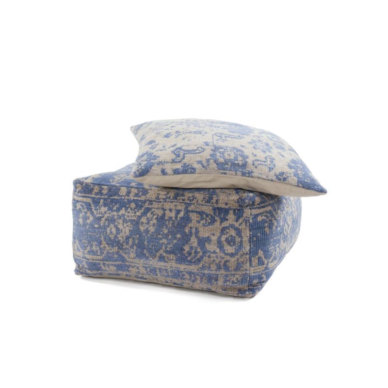 Pouf und Kissen Set Hocker Paramount 410 Braun blau 80x80cm