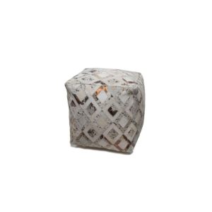 Pouf Hocker Spark 110 elfenbein chrome 45x45cm Pouf Hocker Spark 110 elfenbein chrome 45x45cm