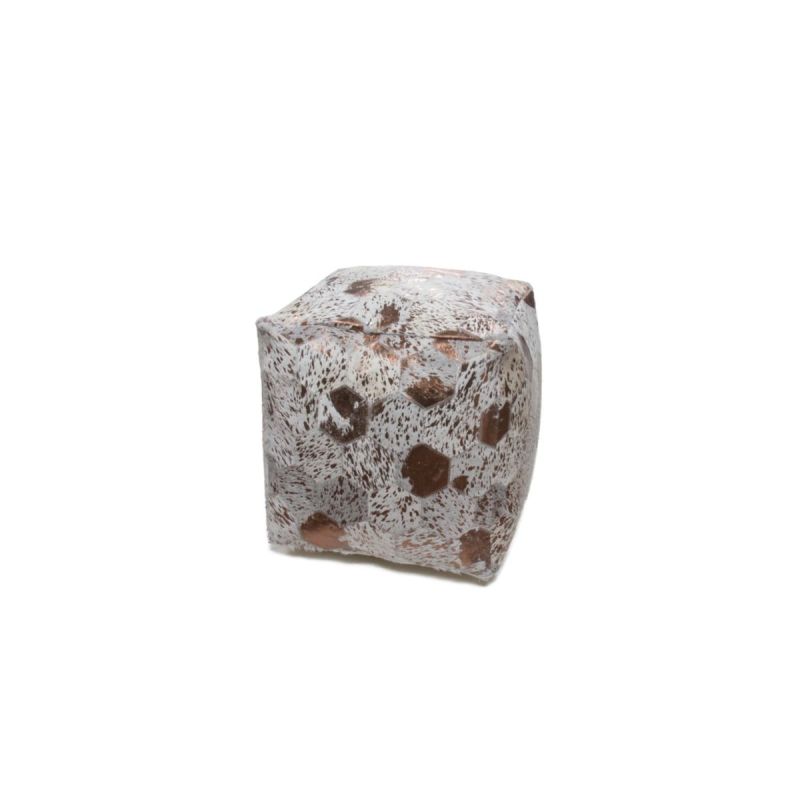 Pouf Hocker Spark 210 elfenbein chrom 45x45cm