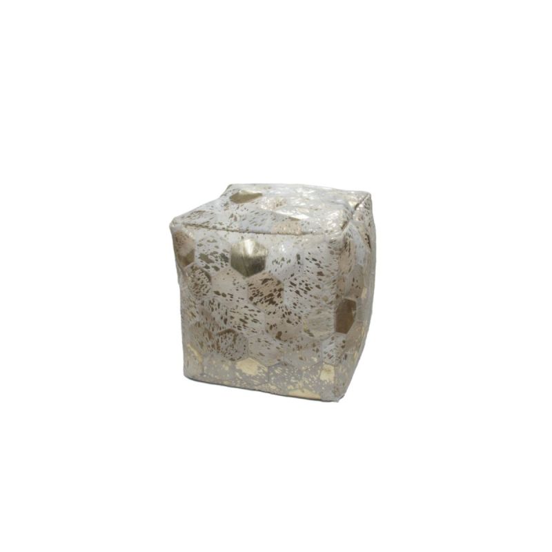 Pouf Hocker Spark 210 elfenbein gold 45x45cm