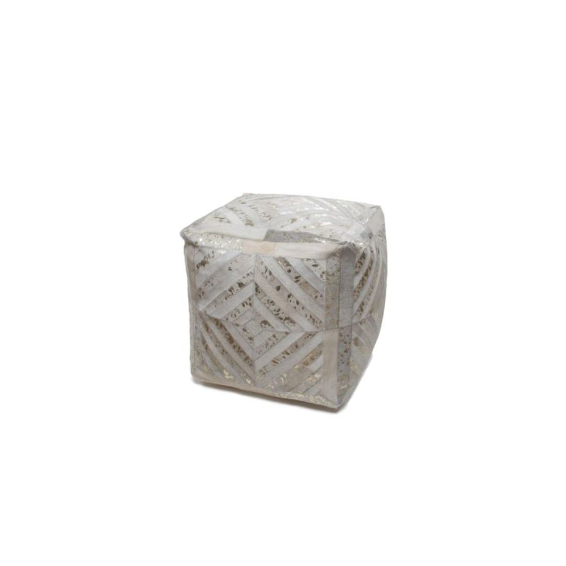 Pouf Hocker Spark 410 elfenbein gold 45x45cm