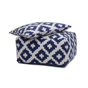 Pouf und Kissen Set Unwind 260 weiss blau 80x80cm Pouf und Kissen Set Unwind 260 weiss blau 80x80cm